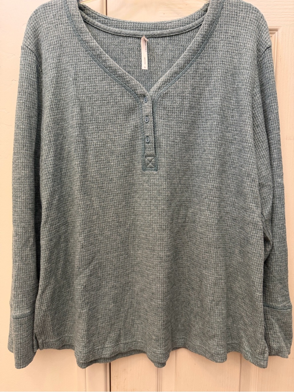 Soma Seafoam Waffle V-Neck Henley Top